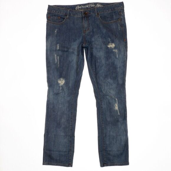 Converse Sheridan Skinny Jeans Size 32 Womens Low Waist Distress Measure 37x30.5 - Picture 1 of 13